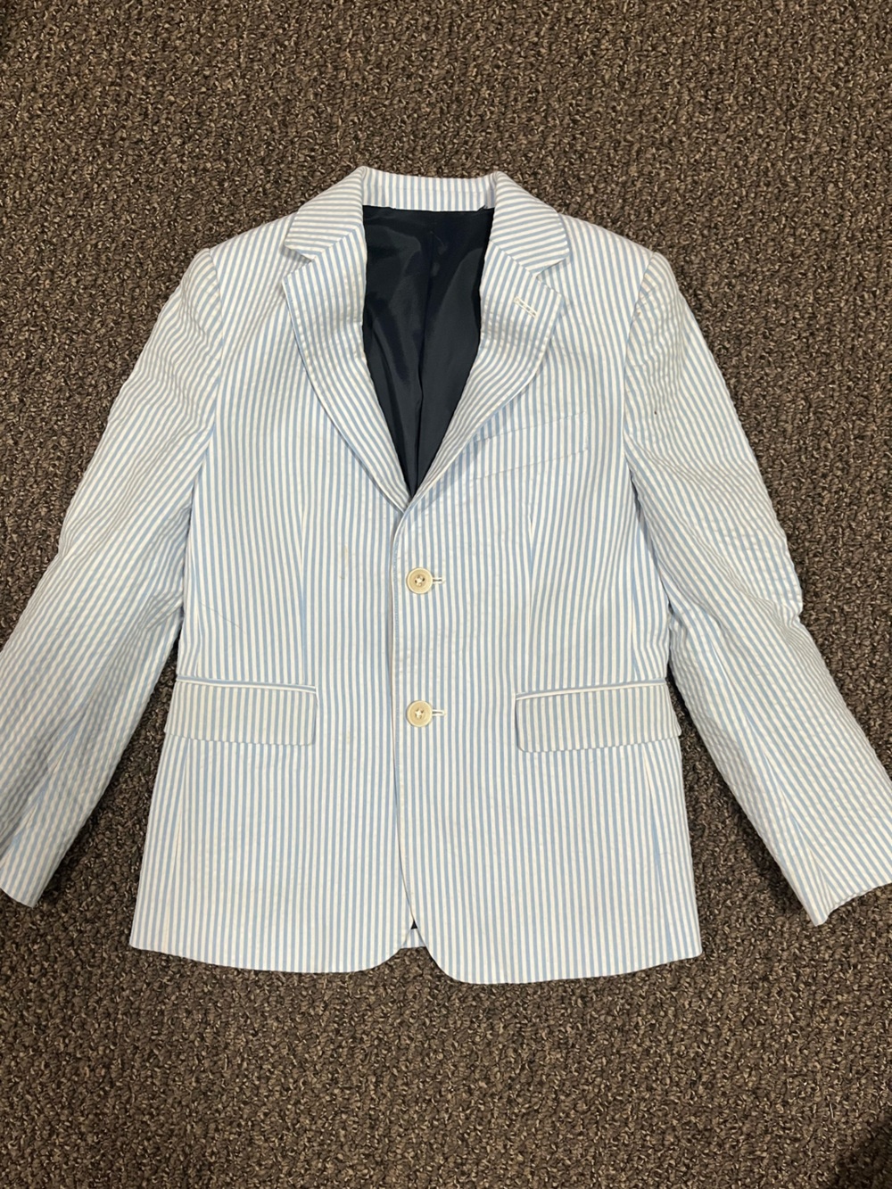 Vineyard Vines Blue & White Striped Seersucker Blazer - Kids